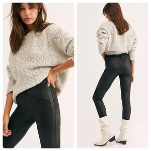 Free People Midnight Vegan Suede Skinny Pants in Black